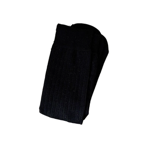 Japanese style black ribbed cotton crew socks with minimalist vertical knit pattern