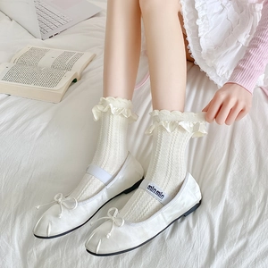 Chaussettes blanches à volants Lolita avec nœud et chaussures Mary Jane pour femmes