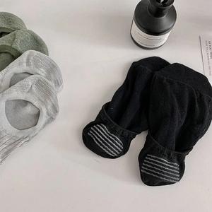 Detail view of anti-slip silicone strips on breathable low-cut invisible socks for women