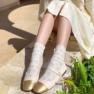 Women Slouch Socks Nylon Lace Hollow Out Breathable Sweet Lolita Floral JK Mori Girl Style