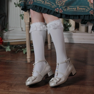 Lace Ruffle Knee High Socks Cotton Ribbed Lolita JK Uniform Sweet Japanese Style For Women Girls