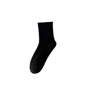 Classic solid black calf-high socks for women with minimalist knit athletic style