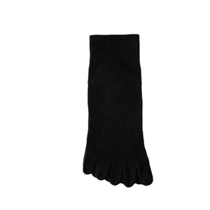 Non-slip five-toe yoga socks in black knit cotton for Pilates and indoor fitness