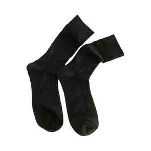 Lolita style black heart cutout mesh calf socks with ribbed cuffs for JK outfits