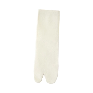 Chaussettes tabi minimalistes blanc crème pour femmes avec poignets côtelés et bout fendu