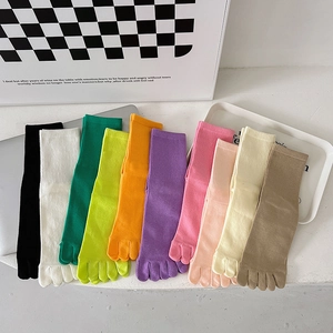 Colorful multi-pack cotton five-finger socks for women in vibrant candy colors