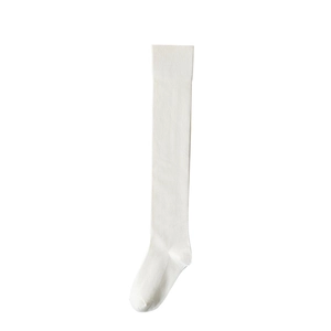 White over-the-knee socks for women with high-stretch knit fabric and ribbed cuffs