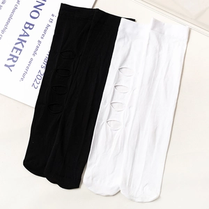 Chaussettes Hautes Femme Avec Découpes Nylon Velours Respirant Style Lolita JK Harajuku Streetwear