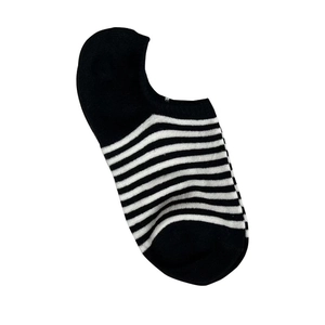 Chaussettes invisibles classiques à rayures noires et blanches en coton avec talon renforcé