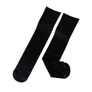 Classic black sheer high socks for women with elastic nylon and vertical diamond pattern