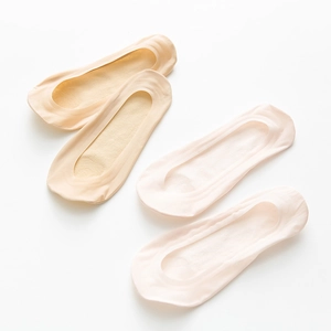 Close-up of seamless ice silk invisible socks with non-slip silicone and thin breathable fabric