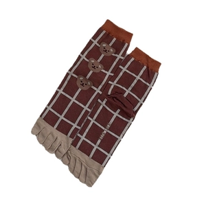 Plaid toe socks for women with cute bear patterns in Japanese college style