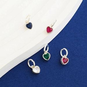 925 Sterling Silver Heart Pendant With Cubic Zirconia Colorful Small Charm For DIY Necklace Bracelet Making Jewelry Accessories
