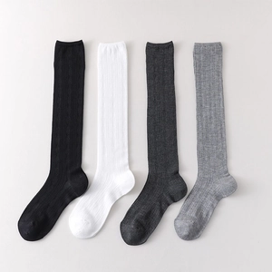 Women Vintage Ribbed Calf Socks Cotton Blend Breathable Hollow Out Pointelle Japanese JK Style Knee High Socks