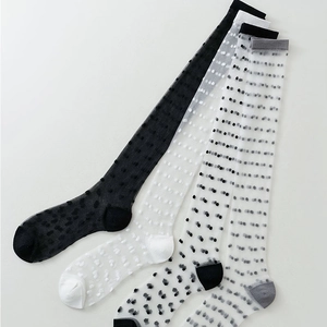 Polka Dot Sheer Mesh Calf Socks Women Retro Japanese Style Breathable Nylon Sweet Fashion Hosiery