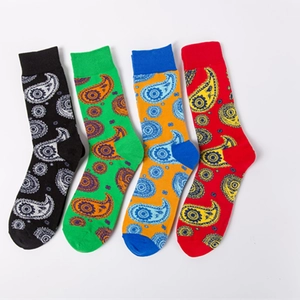 Paisley Crew Socks Cotton Blend Retro Ethnic Totem Jacquard Casual Outdoor Skateboard Fashion For Men Women