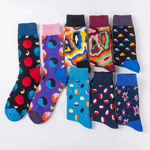 Chaussettes Mi-Mollet Homme Imprimé Pop Art Abstrait Mélange Coton Respirant Bords Côte Streetwear Décontracté Mode