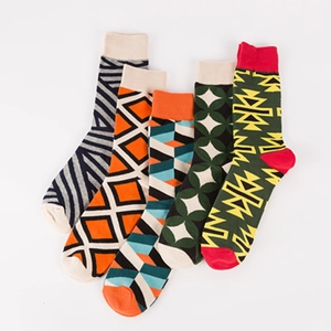Lot de 5 paires de chaussettes colorées pour hommes avec motifs géométriques