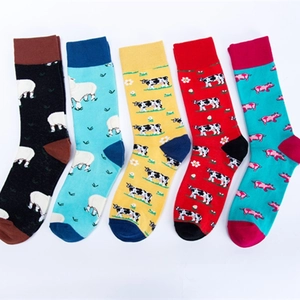 Crew Socken Baumwollmischung Bunte Cartoon Tier Muster Neuheit Lässige Alltagskleidung Unisex Schaf Kuh Schwein
