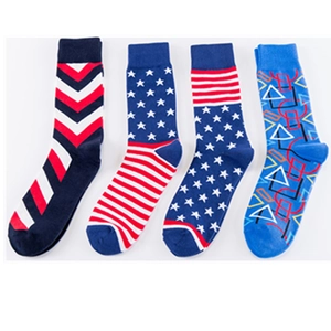 Trendy Cotton Crew Socks Stars Stripes Geometric Patterns Streetwear Skateboarding Casual Breathable For Men Women