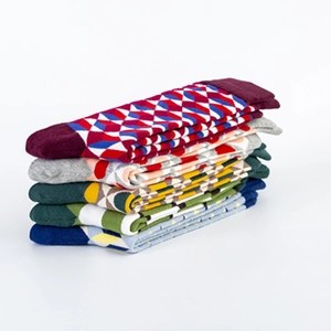 Lot de chaussettes en coton style britannique avec motifs géométriques et losanges
