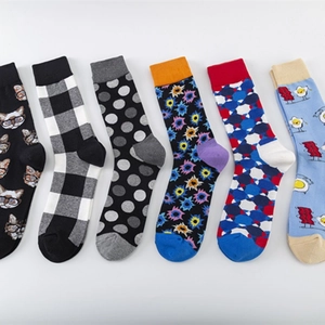 Chaussettes Mi-Mollet Fantaisie Tendance Mélange De Coton À Motifs Pour Hommes Et Femmes Style Streetwear Décontracté