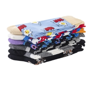 Chaussettes mi-mollet en coton coloré avec motifs d'œufs et formes géométriques tendance