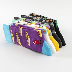 Colorful cotton crew socks featuring diverse cartoon patterns and vibrant street style designs