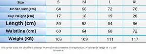 Guide des tailles pour nuisette en dentelle incluant mesures de poitrine et taille