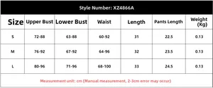 Detailed size chart for sheer long-sleeve sexy lingerie set with measurements