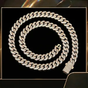 10mm Iced Out Cuban Link Chain Necklace For Men Women Hip Hop AAA Zirconia Inlaid Copper Gold Silver Plated Jewelry