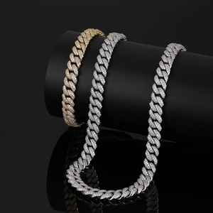 Iced out 10mm Cuban link chains in gold and silver finish with pavé set crystals
