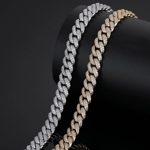 10mm iced out Cuban link chains in gold and silver finish with micro pave zircon stones