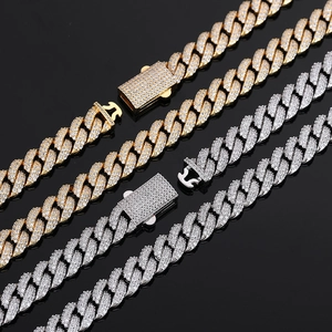 10mm Cuban Link chain in gold and silver finish with micro-pave zircon crystals