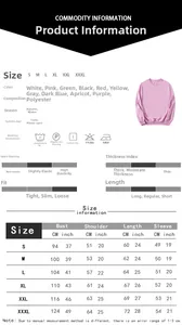 Detailed size chart for women goat print sweatshirt ranging from S to XXXL with dimensions