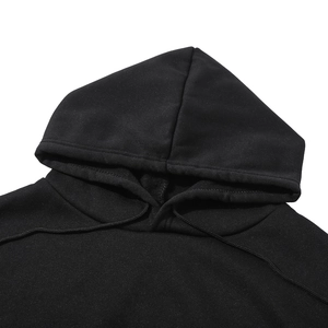 Feliz Navidad print black hoodie in thick cotton blend with detailed hood stitching