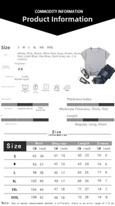 Detailed size chart for rose love print t-shirt showing measurements from S to 3XL