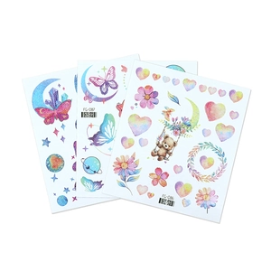Waterproof glitter temporary tattoos with gradient butterflies and moon designs for skin