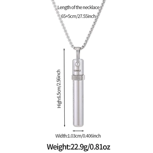 Dimensioni dettagliate della collana con ciondolo fischietto da meditazione 528Hz in acciaio