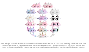 Pluche slaapmaskers met dierenontwerpen zoals eenhoorns en katten met zijden voering