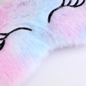 Schattig eenhoorn slaapmasker van kleurrijk pluche met geborduurde wimpers
