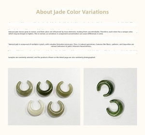 Macro detail of natural jade moon pendants showing unique texture and mineral patterns