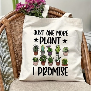 Detail of canvas tote bag with plant print on vintage rattan chair with flowers