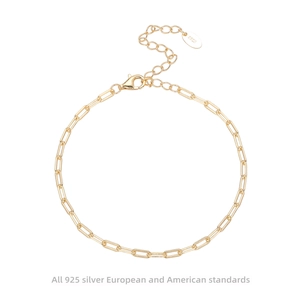 S925 Sterling Silver Paperclip Chain Bracelet For Women Minimalist Geometric Link Bracelet Gold Silver Plated Jewelry Gift