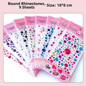 Set of 9 sheets of colorful 3D crystal rhinestone stickers for DIY decoration 18x8cm