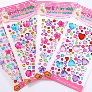 3D Stereoscopic Rhinestone Stickers Multicolor Self Adhesive Gemstone Decals For DIY Scrapbooking Cellphone Decor Girls