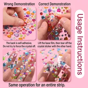 3D princess gemstone stickers with self-adhesive rhinestones for girls DIY crafts