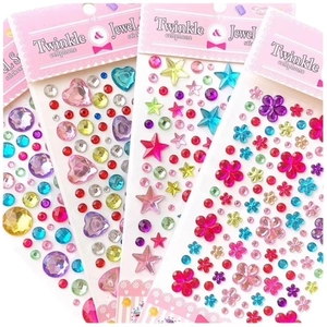 3D Crystal Princess Gem Stickers set for DIY decoration in vibrant assorted colors