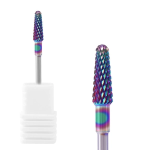 Embout de ponceuse à ongles arc-en-ciel en carbure de tungstène avec coupe croisée