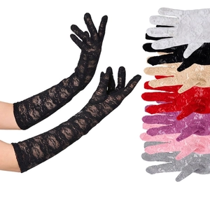 Women Elegant Floral Lace Gloves Sun Protection Full Finger Sheer Mesh Long Short Gloves For Wedding Party Bridal Accessories